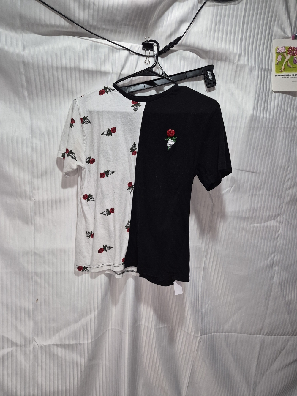 Eighty Eight Brand Black & White Two-Tone Rose Tee Size 14